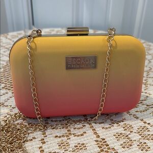 Escada Pink and Yellow Ombré Clutch with Chain Strap